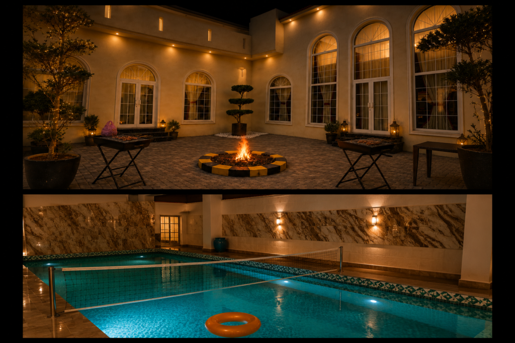 pool + bbq
