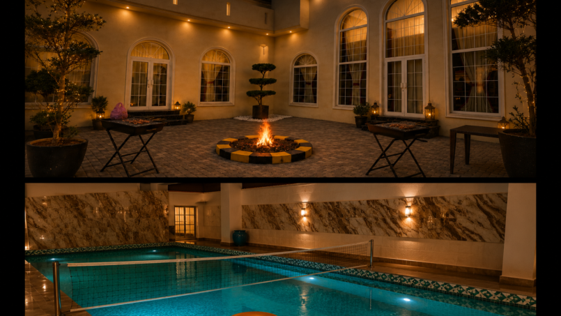 pool + bbq